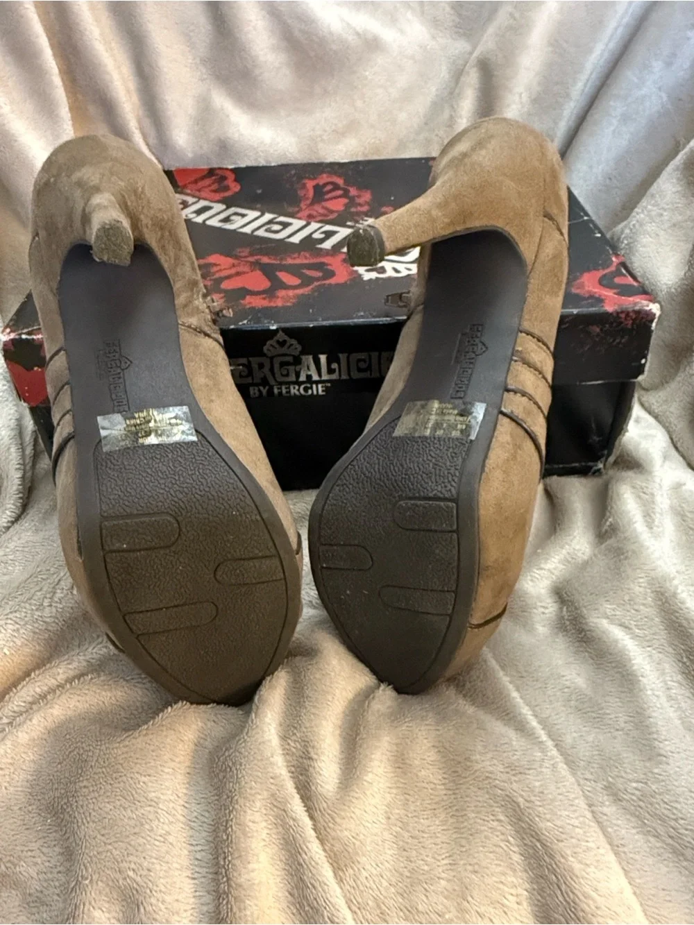 Fergalicious Brown Suede Ankle Booties